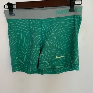 Nike Pro Teal and Gray Patterned Shorts